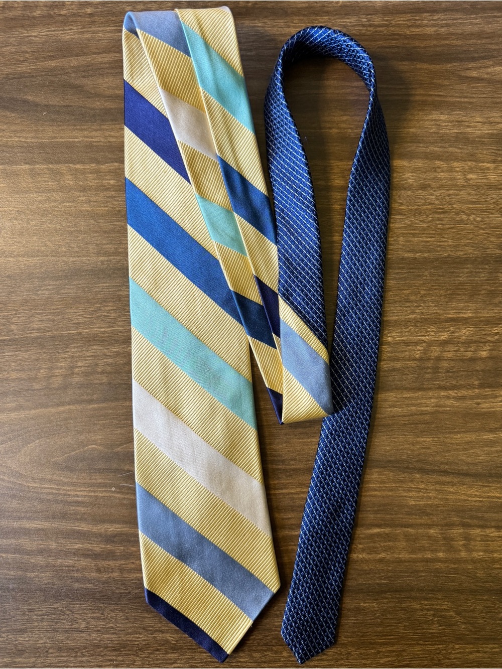 Vintage Tommy Hilfiger Silk Tie USA Wide Stripe Blue Yellow Green 90s Prep